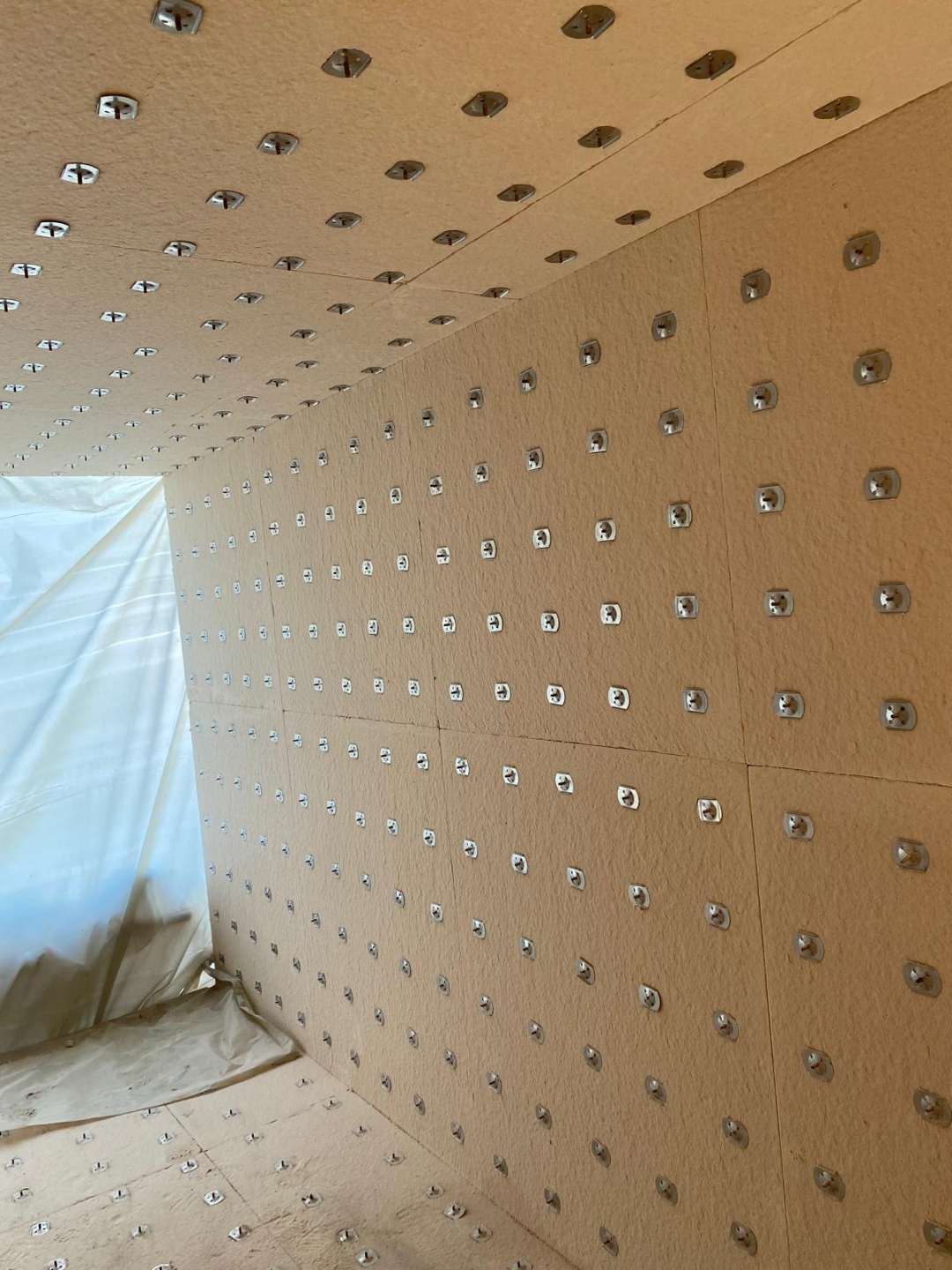 Overhead view of completed castable and anchor system